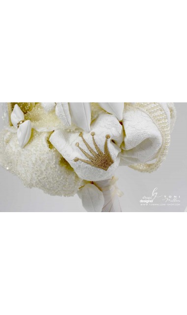 Lumanare botez cu aplicatii perle si broderie Artemis 9